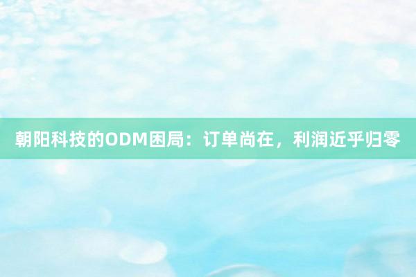 朝阳科技的ODM困局：订单尚在，利润近乎归零
