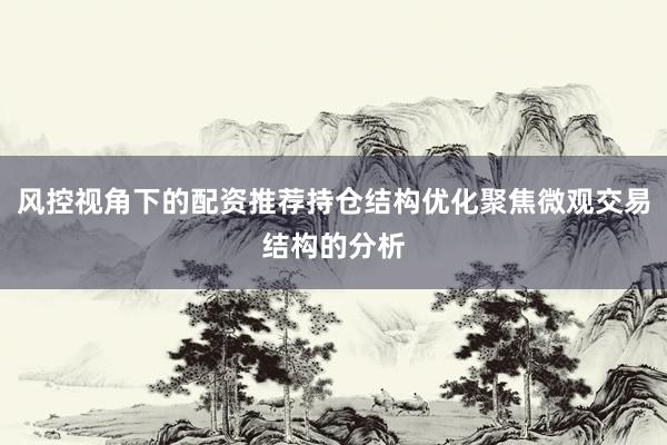 风控视角下的配资推荐持仓结构优化聚焦微观交易结构的分析
