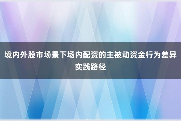 境内外股市场景下场内配资的主被动资金行为差异实践路径