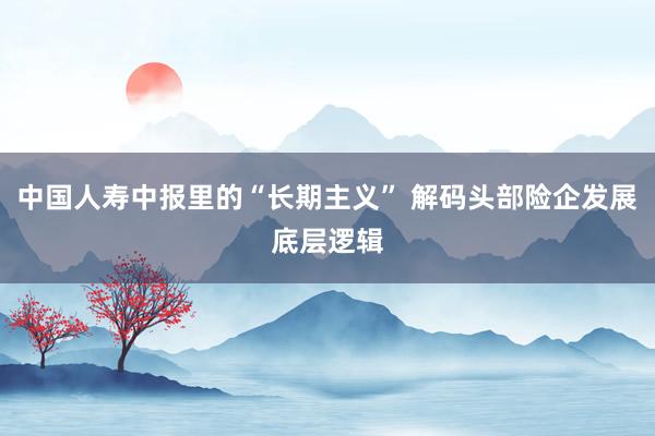 中国人寿中报里的“长期主义” 解码头部险企发展底层逻辑