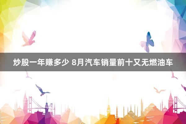 炒股一年赚多少 8月汽车销量前十又无燃油车