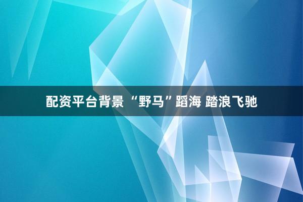 配资平台背景 “野马”蹈海 踏浪飞驰