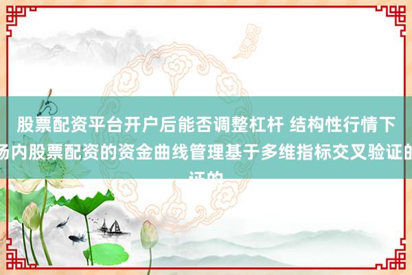 股票配资平台开户后能否调整杠杆 结构性行情下场内股票配资的资金曲线管理基于多维指标交叉验证的