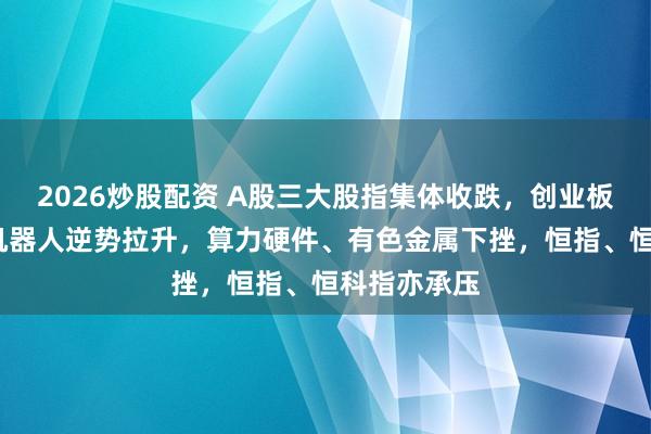 2026炒股配资 A股三大股指集体收跌，创业板跌超2%，机器人逆势拉升，算力硬件、有色金属下挫，恒指、恒科指亦承压