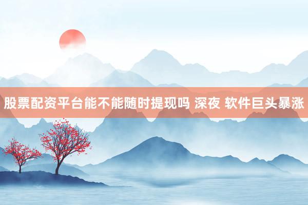 股票配资平台能不能随时提现吗 深夜 软件巨头暴涨