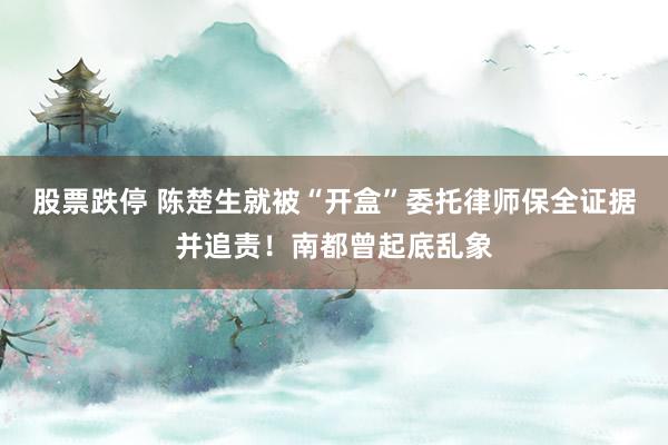 股票跌停 陈楚生就被“开盒”委托律师保全证据并追责！南都曾起底乱象